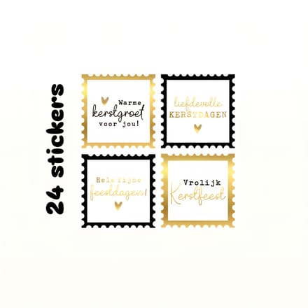 24x Sticker Kerstmis postzegel uitstraling