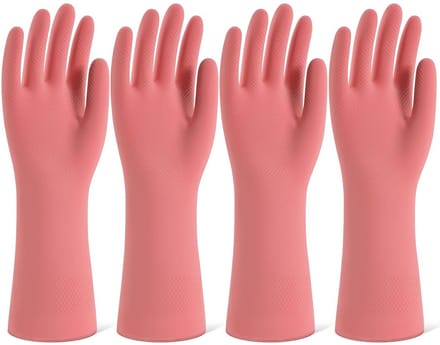 Set van 4 Herbruikbare Rubberen Huishoudhandschoenen voor Afwassen en Schoonmaken
