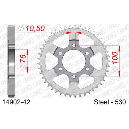 Stalen tandwiel Afam 530 42 dents