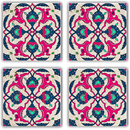 Asir - Onderzetter (4 stuks) - Veelkleurig - 10 x 10 x 1 cm
