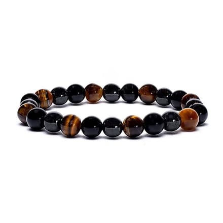 Armband Hematiet/obsidiaan/Tijgeroog Elastisch