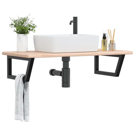 vidaXL - Badkamer - wandschap - staal - en - massief - eikenhout
