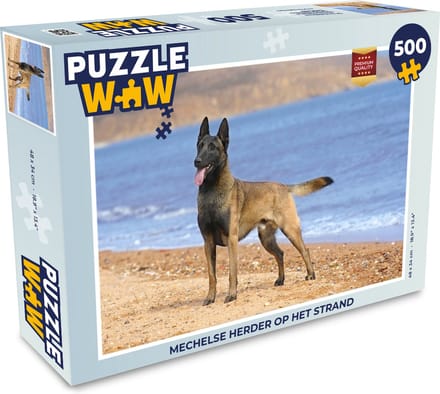 Puzzel Mechelse herder op het strand - Legpuzzel - Puzzel 500 stukjes