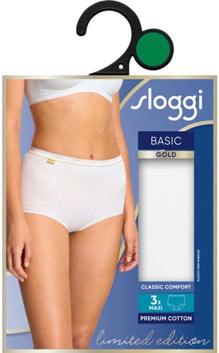 Sloggi Basic Gold Limited Edition – 3-Pack Maxi Slips – Premium Cotton – Classic Comfort | Damesonderbroek Wit Maat 44 - 3 stuks