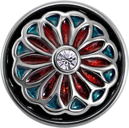 Quiges - Drukknoop Mini 12mm Bloem Rood en Blauw - EBCMK028