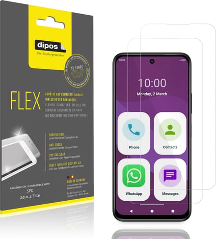 dipos – 2x Beschermfolie geschikt voor SPC Zeus 2 Elite | 3D Full Cover Screenprotector | 100% Passend