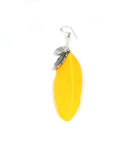 Heaven Eleven - oorbel - met veer yellow