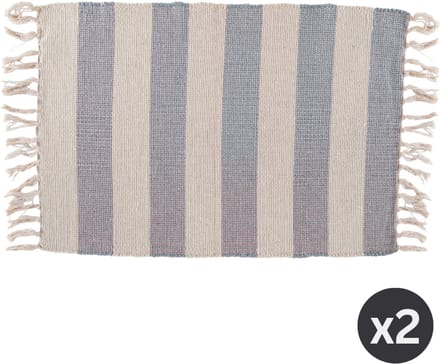 Gestreept tapijt IVAR met franjes - SET/2 – 50x80 cm, blauw
