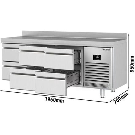 GGM Gastro Kühltisch Premium PLUS - 1960x700mm - 6 Schubladen - Aufkantung