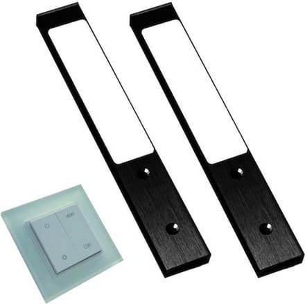 Rettangolo Emotion LED set van 2 spots met emotion kleur / dim wandschakelaar 12V zwart
