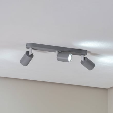 TK Lighting Plafondspot Livia, grijs, 52 cm, 3-lamps, metaal, GU10