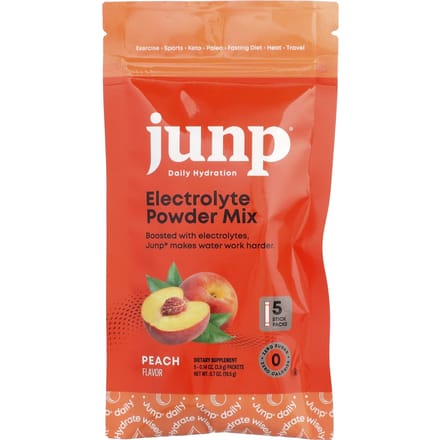 JUNP Hydratatie, Elektrolyten Poedermix, Perzik, 5 Stick Packs, 3.9g (0,14 oz) Elk
