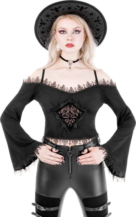 Restyle - Delphyne Off shoulder top - XS - Zwart