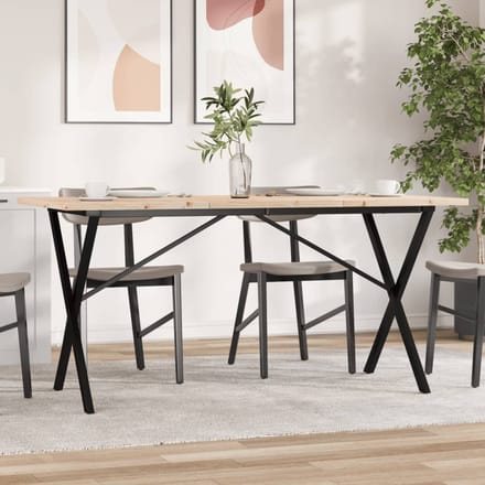 vidaXL - Eettafel - X-frame - 160x80x75,5 - cm - massief - grenenhout - en - staal