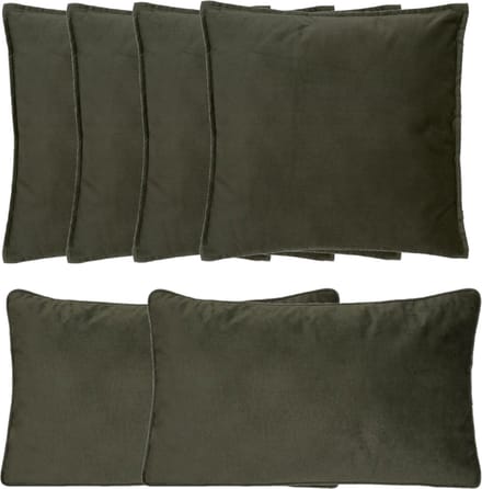 Atmosphera Bank/sierkussens Sophia - set 6x - Olijfgroen - polyester - met rits - In 2 formaten