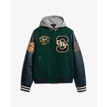 Superdry - College bomberjack met capuchon en patch - Heren - Buitenjassen