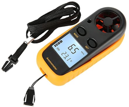 Windmeter Anemometer - Luchtstroommeter Temperatuurmeter - Buiten Meten - Hoge Nauwkeurigheid - 10.5 x 4 cm - Zwart