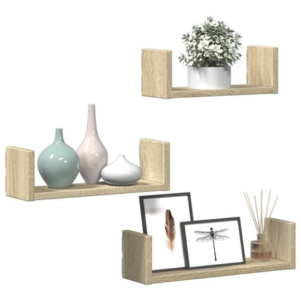 vidaXL - Wandschappen - 3 - st - bewerkt - hout - sonoma - eikenkleurig