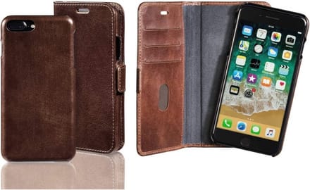 Pazzimo Echt lederen 2in1 boekje + cover bruin voor Apple iPhone 7 Plus/8 Plus