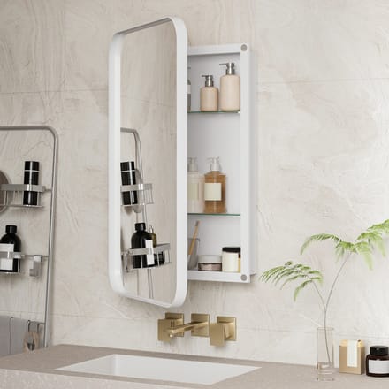 REDOM - Spiegelkast - Wandmontage Of Inbouw - Eigentijds - Badkamer - Glas En Metaal - Wit
