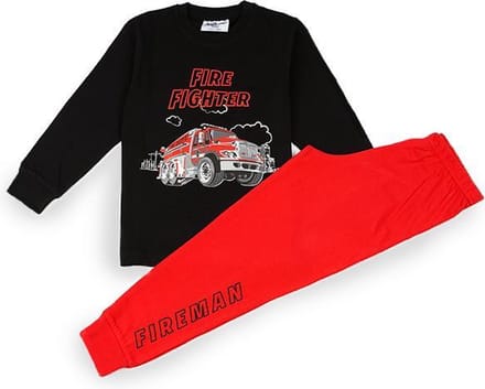 Fun2Wear - Pyjama Fire Fighter - Zwart / rood - Maat 68 - Jongens