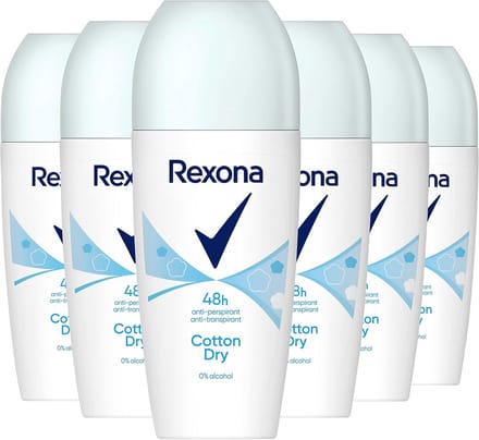 Rexona Dry Cotton Deodorant Roller - 6 x 50 ml - Voordeelverpakking