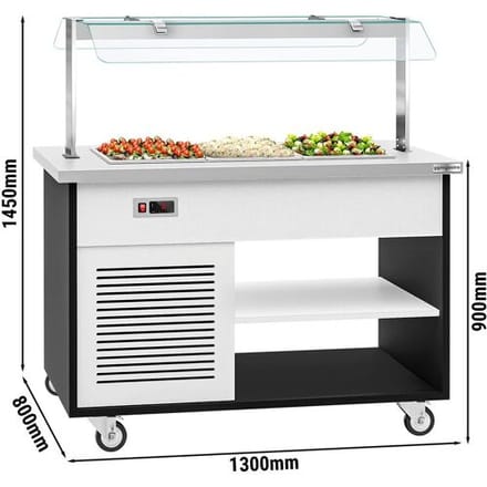GGM Gastro Buffetwagen kalt DANZIG - 1300mm - für 3x GN 1/1 Zilver / Grijs