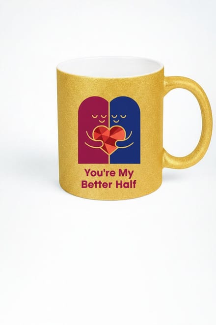 Gouden Glitter Mok 'You're My Better Half' – Romantisch Cadeau voor Koppels