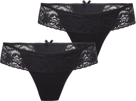 Bellivalini Dames Slip Onderbroek – (2Pack) Zwart – M - MS-GAB-161-String-2P