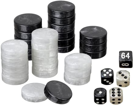 Philos Backgammon speelstukken set Medium 28 mm zwart/wit