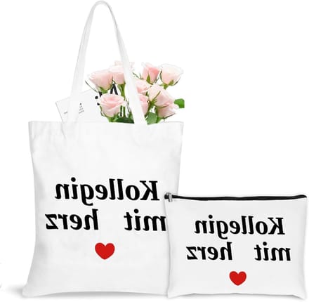 Draagbare canvas tas met bijpassende make-uptas, perfect cadeau voor collega's en vrienden