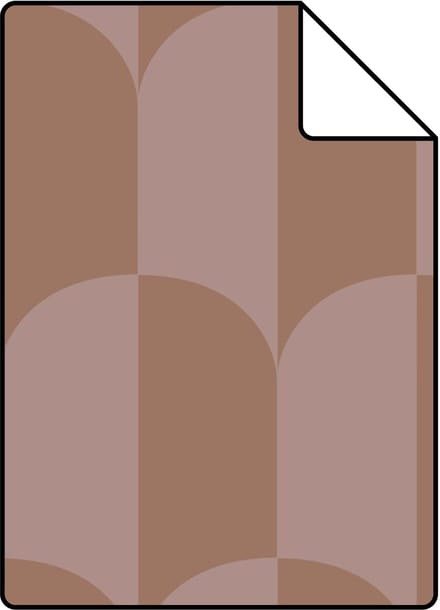 Proefstaal ESTAhome behang art deco bogen oudroze en bruin - 26.5 x 21 cm - 131235-S