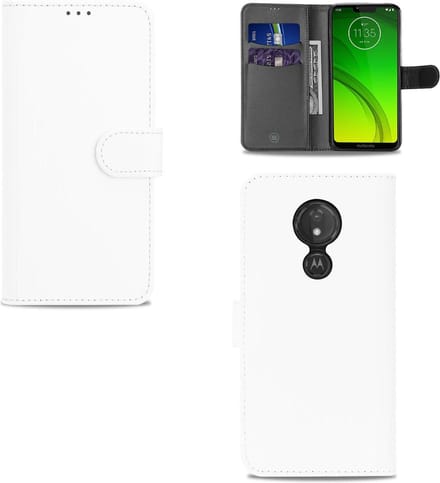 Motorola Moto G7 Power Boekhoesje Wit met Pasjeshouder