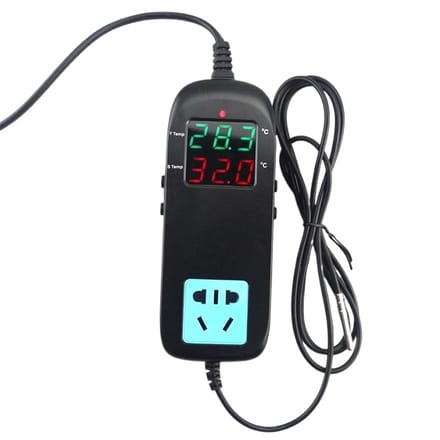 Intelligente Temperatuurcontroller - Thermostaat Microcomputer - Temperatuur Regelen - Dubbel LED Display - 10A 220V - Zwart