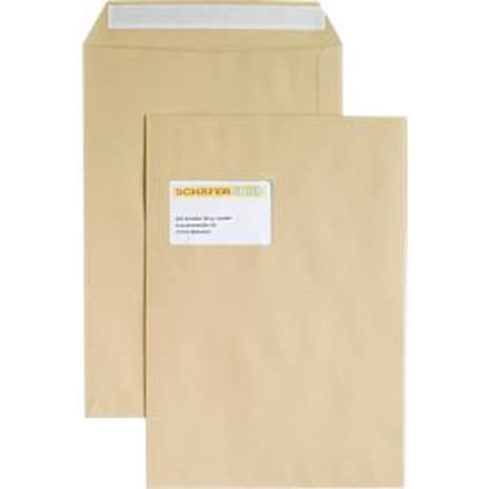 Verzendenveloppen, venster, klevend, 100 g/m², C4, 250 stuks, bruin