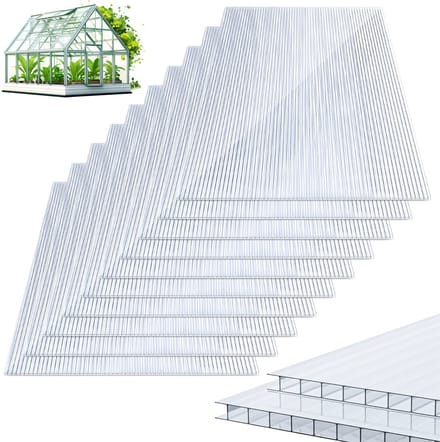 10x Kasplaten Polycarbonaat 8 mm Kanaalplaat Transparant 7,32 m²
