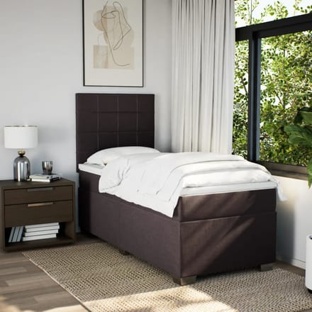 vidaXL - Boxspring - met - matras - stof - donkerbruin - 90x200 - cm