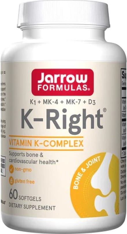 D+K - K-Right 60 softgels - K1 + MK-4 + MK-7 + D3 - geoptimaliseerd vitamine K-complex | Jarrow Formulas
