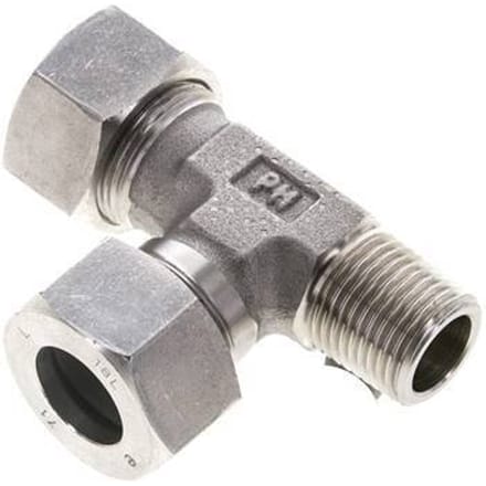 18L & R1/2'' RVS L-vorm Snijringkoppeling Buitendraad 315bar ISO 8434-1