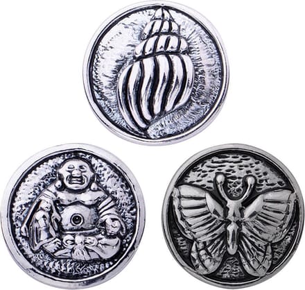 Quiges - Chunk 18mm Click Button Drukknoop Set van 3 Stuks Zilverkleurig Boeddha & Dieren - EBCMSET019