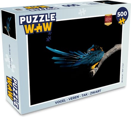 Puzzel Vogel - Veren - Tak - Zwart - Legpuzzel - Puzzel 500 stukjes