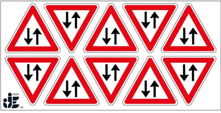 Let op tegenliggers sticker - J29 | 5 cm - 10 stuks per vel