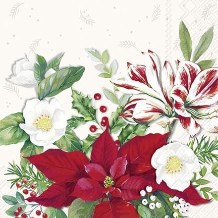 Cocktail Servetten Christmas florals - IHR - 25x25 cm