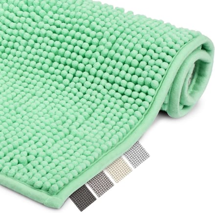 Famanu - Witte badmat 50 x 80 cm, antislip microvezel, geschikt voor vloerverwarming en badkamer