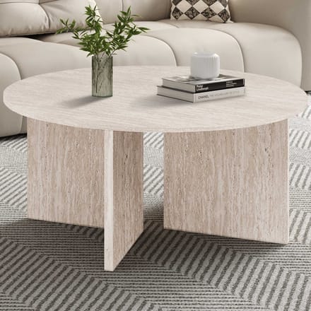 Salontafel Drasir - Ø90x42cm - Beige Travertin