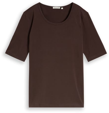 Tom Tailor - Basic T-shirt met ronde hals - Maat M - java dark brown