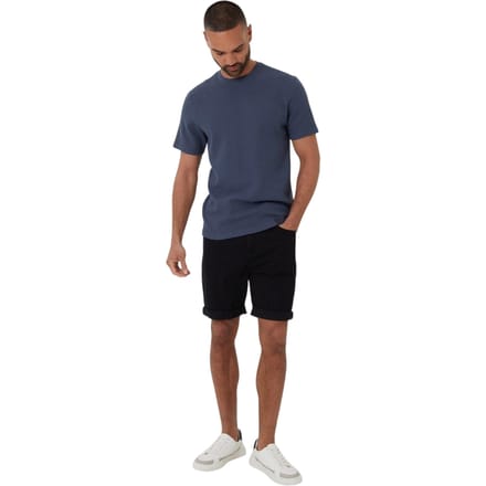 Threadbare Heren T-shirt met wafelpatroon, normale pasvorm (Denim Blauw)
