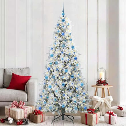 vidaXL - Kunstmatige - Hinged - Kerstboom - met - 300 - LED - Wit - 210 - cm - PE - en - PVC