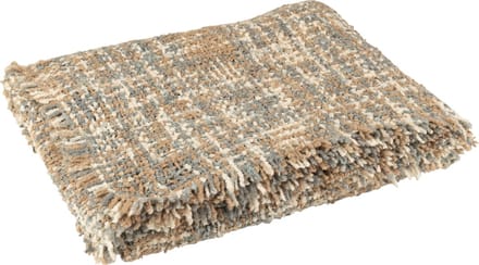 J-Line plaid Tweed - katoen - blauw/beige - 180 x 130 cm