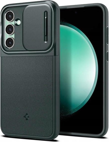 Spigen Optik Armor Hoesje Geschikt voor Samsung Galaxy S23 FE Camera Slider Groen
